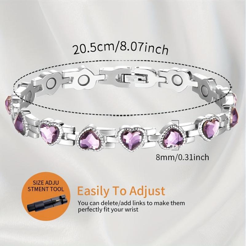 Titanium Steel Magnetic Bracelet with Crystals