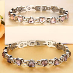 Titanium Steel Magnetic Bracelet with Crystals