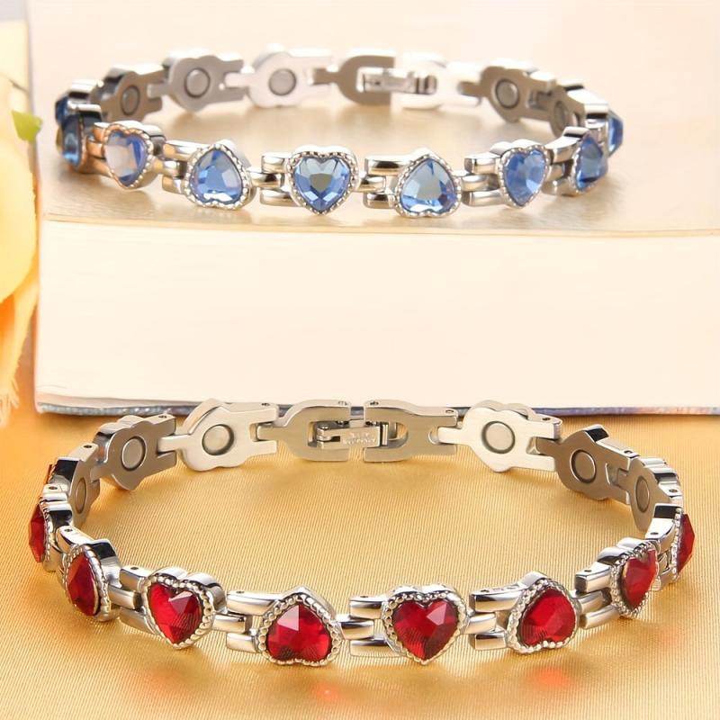 Titanium Steel Magnetic Bracelet with Crystals