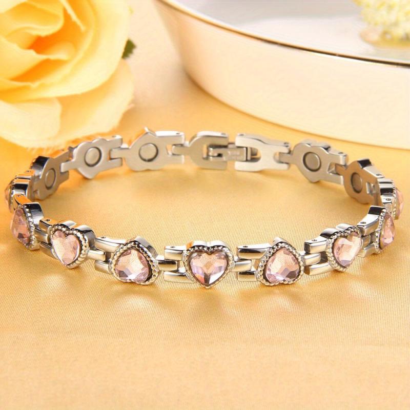 Titanium Steel Magnetic Bracelet with Crystals