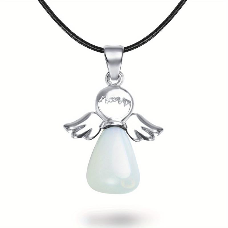 Angel Lucky Charm Gemstone Pendant Chakra Necklace Jewelry