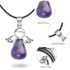 Angel Lucky Charm Gemstone Pendant Chakra Necklace Jewelry