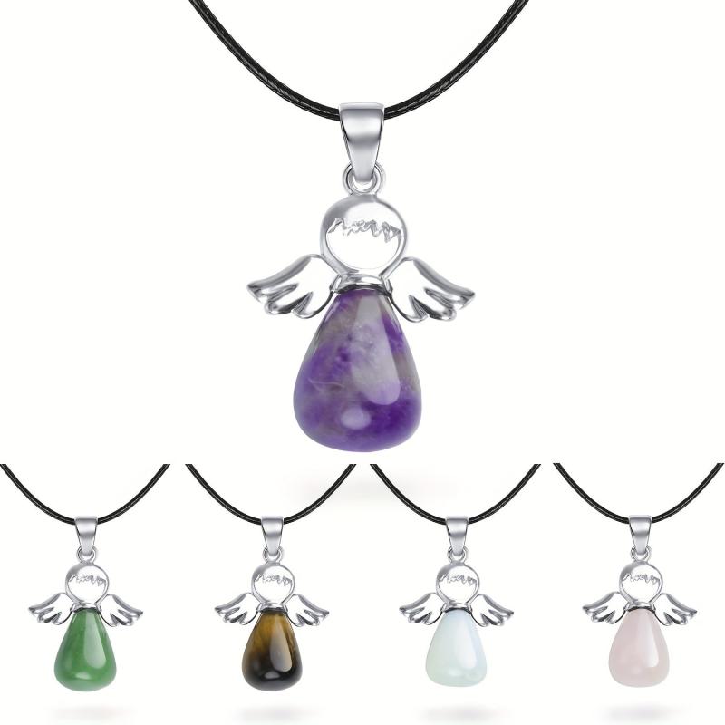 Angel Lucky Charm Gemstone Pendant Chakra Necklace Jewelry