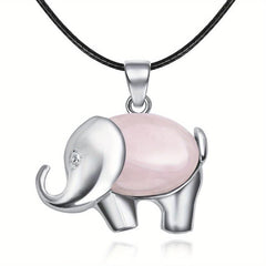 Elephant Charm Natural Gemstone Pendant Chakra Necklace Jewelry