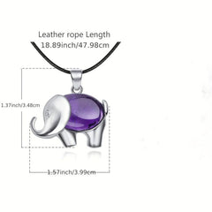 Elephant Charm Natural Gemstone Pendant Chakra Necklace Jewelry