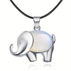 Elephant Charm Natural Gemstone Pendant Chakra Necklace Jewelry