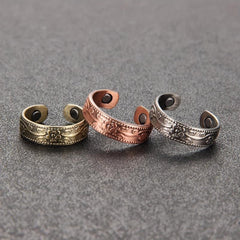 Pure Copper Magnetic Ring for Women Adjustable Flower Design