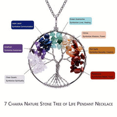 Tree Of Life Pendant Gemstone Chakra Healing Jewelry Set
