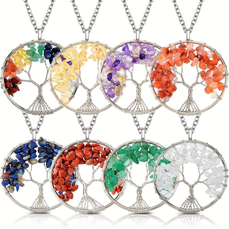 Tree Of Life Pendant Gemstone Chakra Healing Jewelry Set