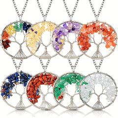 Tree Of Life Pendant Gemstone Chakra Healing Jewelry Set