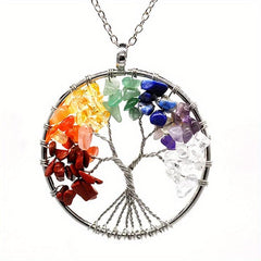 Tree Of Life Pendant Gemstone Chakra Healing Jewelry Set