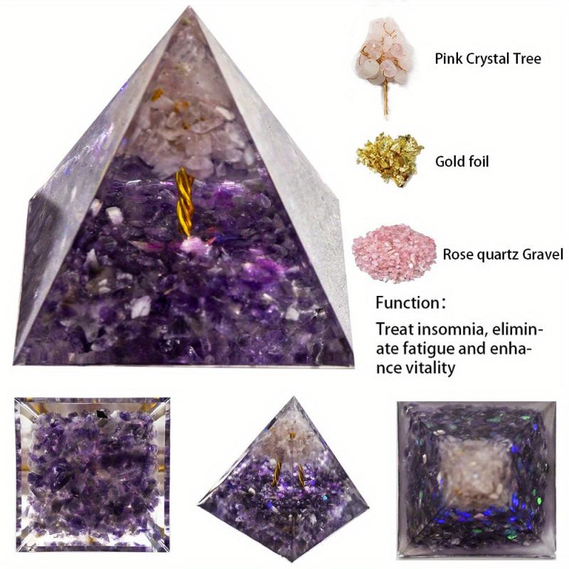 Tree Of Life Pyramid Energy Generator Orgone Amethyst Peridot Healing Crystal