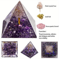 Tree Of Life Pyramid Energy Generator Orgone Amethyst Peridot Healing Crystal