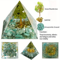 Tree Of Life Pyramid Energy Generator Orgone Amethyst Peridot Healing Crystal