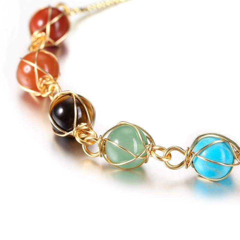 7 Chakra Stones Bracelets Adjustable Reiki Healing Crystal Ankle Bracelet