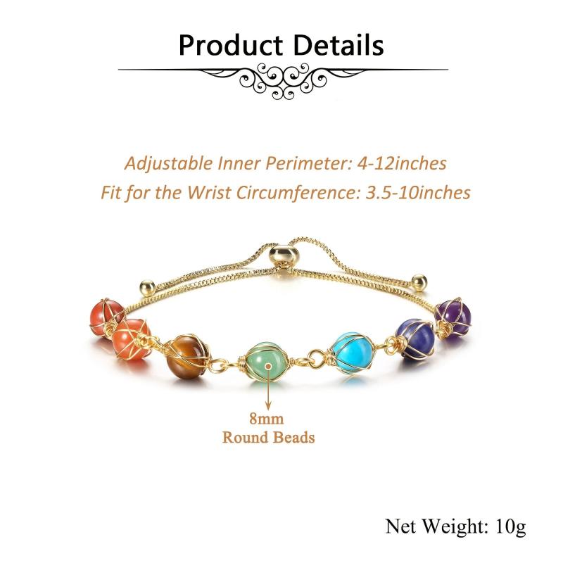 7 Chakra Stones Bracelets Adjustable Reiki Healing Crystal Ankle Bracelet