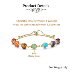 7 Chakra Stones Bracelets Adjustable Reiki Healing Crystal Ankle Bracelet