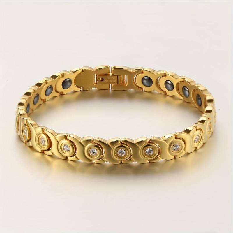 Women's Titanium Steel Magnetic Bracelet with Zircon - Christmas Gift