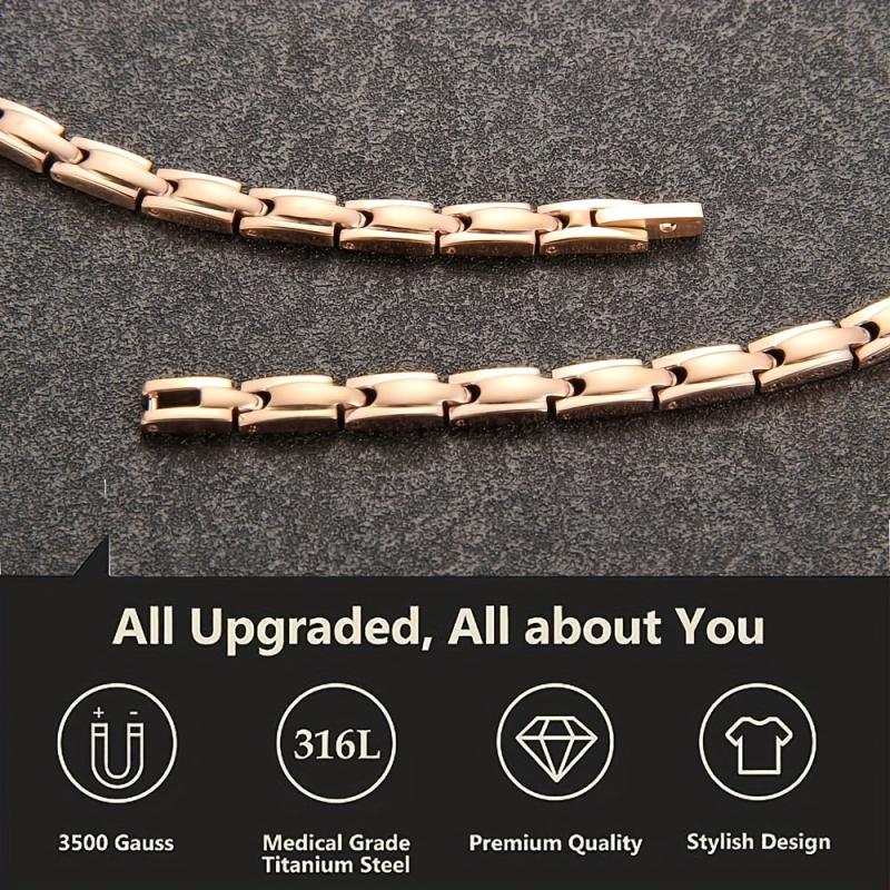 Women's Stainless Steel Magnetic Necklace - Adjustable Chain with Magnets