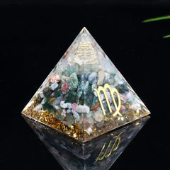 1pc Healing Crystals 12 Constellations Orgone Pyramid for Zodiac Signs