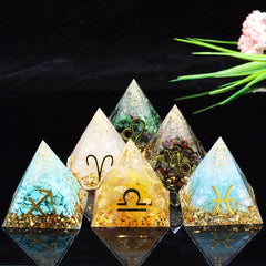 1pc Healing Crystals 12 Constellations Orgone Pyramid for Zodiac Signs