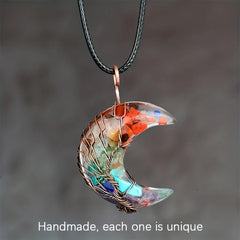 7 Chakra Healing Crystal Necklace Tree Life Wire Wrapped Pendant Necklaces