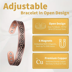 Copper Magnetic Cuff Bracelet Balance Sleep Copper Jewelry Gift