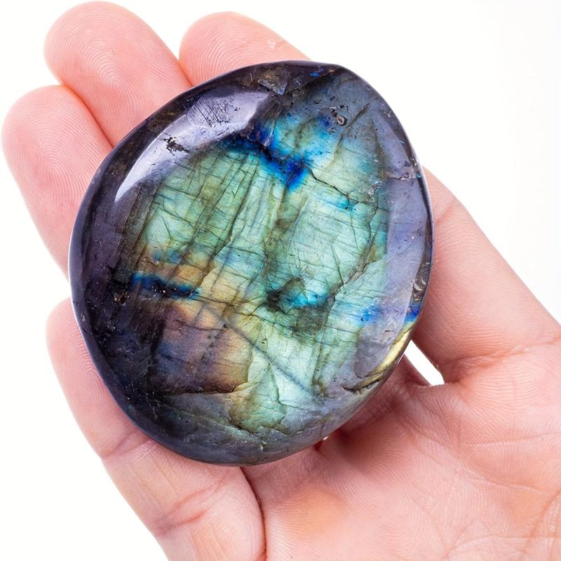 Labradorite Palm Stone Healing Crystal for Stress Relief