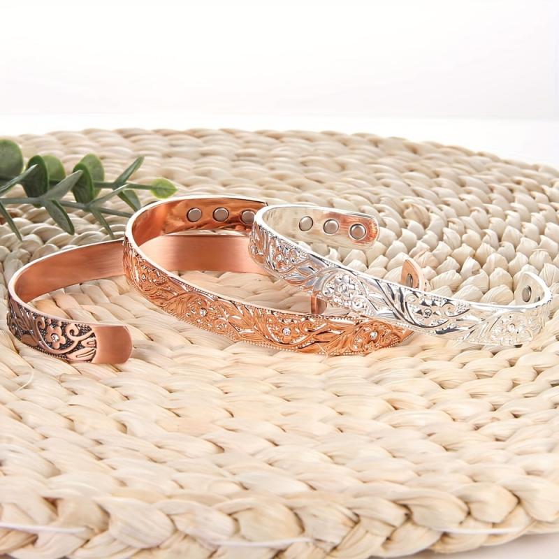 Pure Copper Magnetic Bracelet for Women Crystal Mother's Jewelry Gift