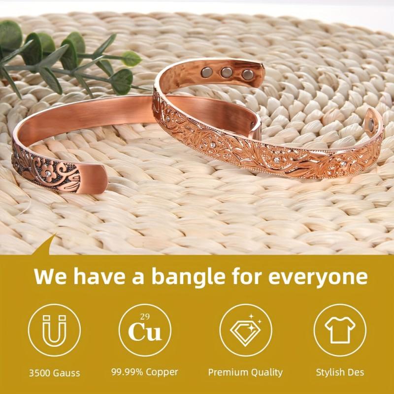 Pure Copper Magnetic Bracelet for Women Crystal Mother's Jewelry Gift