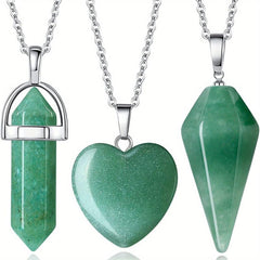 3Pcs Lapis Lazuli Crystal Stone Necklaces Set Real Crystal Quartz Pendant