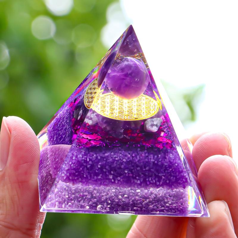 Amethyst Pyramid Energy Generator Chakra Meditation Healing Crystals