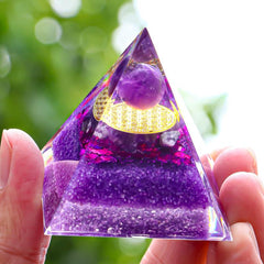 Amethyst Pyramid Energy Generator Chakra Meditation Healing Crystals