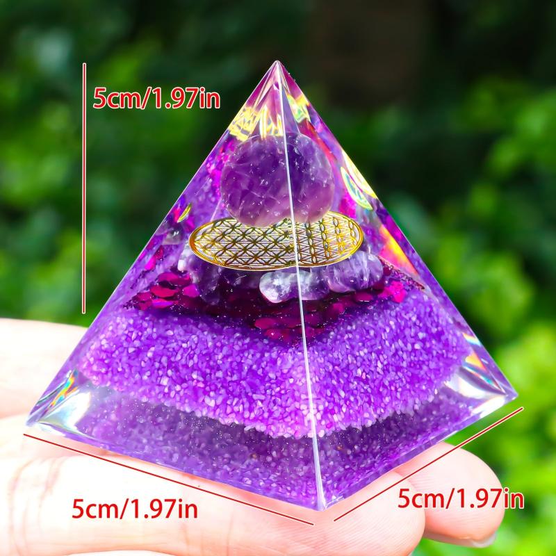 Amethyst Pyramid Energy Generator Chakra Meditation Healing Crystals