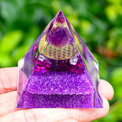 Amethyst Pyramid Energy Generator Chakra Meditation Healing Crystals