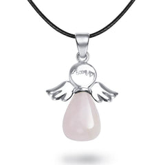 Angel Pendant Necklace with Natural Crystal Stone Pendulum