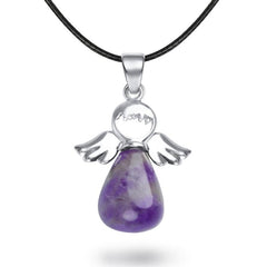 Angel Pendant Necklace with Natural Crystal Stone Pendulum