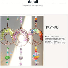 3pcs Tree Of Life Sun Catcher Crystals Hanging Indoor Window Car Charms