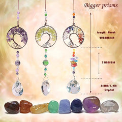 3pcs Tree Of Life Sun Catcher Crystals Hanging Indoor Window Car Charms