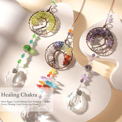 3pcs Tree Of Life Sun Catcher Crystals Hanging Indoor Window Car Charms