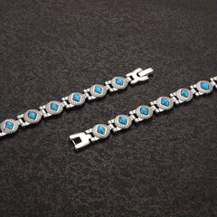Stainless Steel Natural Turquoise Magnetic Bracelet 3500 Gauss