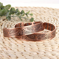 Pure Copper Magnetic Bracelet Life Of The Tree Carving Cuff Bangle