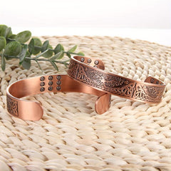 Pure Copper Magnetic Bracelet Life Of The Tree Carving Cuff Bangle
