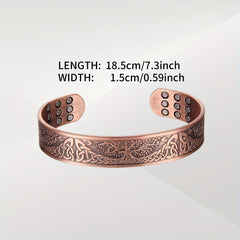 Pure Copper Magnetic Bracelet Life Of The Tree Carving Cuff Bangle