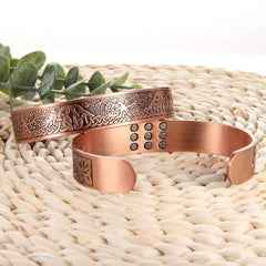Pure Copper Magnetic Bracelet Life Of The Tree Carving Cuff Bangle