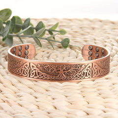 Pure Copper Magnetic Bracelet Life Of The Tree Carving Cuff Bangle