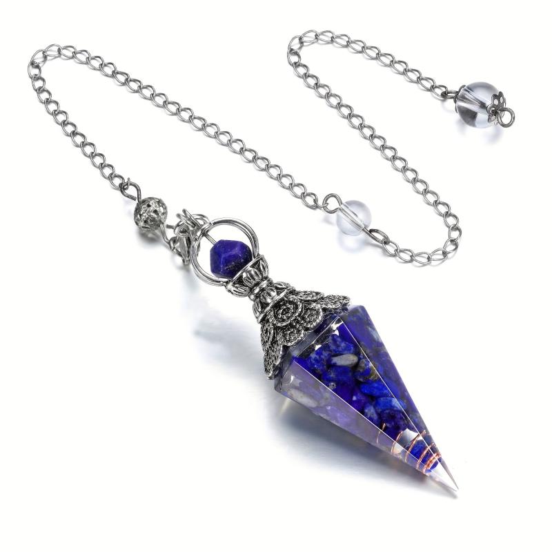 Natural Healing Crystal Dowsing Pendulum Reiki Gemstone Chips Orgone Pendulum