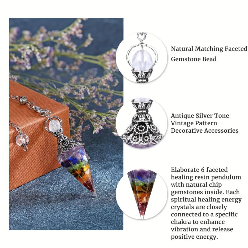 Natural Healing Crystal Dowsing Pendulum Reiki Gemstone Chips Orgone Pendulum