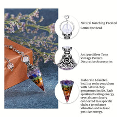 Natural Healing Crystal Dowsing Pendulum Reiki Gemstone Chips Orgone Pendulum