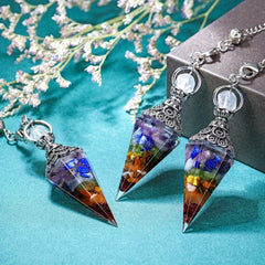 Natural Healing Crystal Dowsing Pendulum Reiki Gemstone Chips Orgone Pendulum
